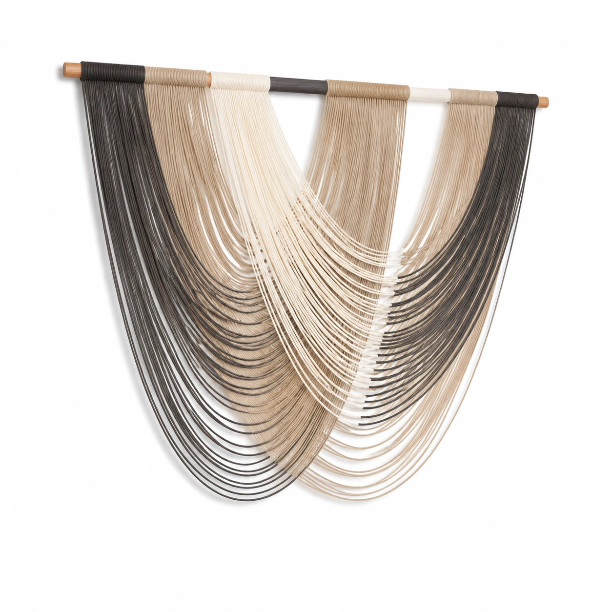 Wandteppich 100 x 120 cm aus Baumwollkordel in Beige Braun - Boho Wanddekoration