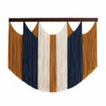 Wandbehang 105 x 90 cm Textilkordel Braun Blau Creme für Wanddekoration im Boho-Stil