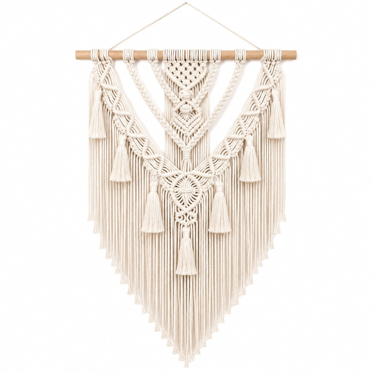 Makramee Wandbehang 50 x 90 cm Baumwolle Creme Boho
