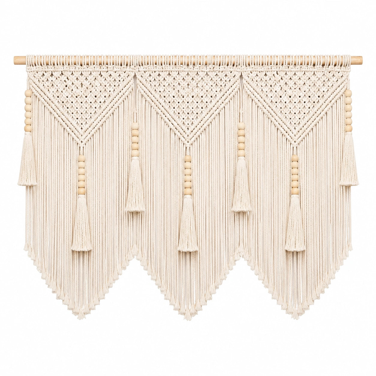 Makramee Wandbehang 120 x 100 cm Baumwolle Creme Boho