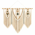 Makramee Wandteppich 110 x 110 cm Baumwolle Beige Braun Grün Boho Hängedekoration