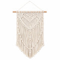 Makramee Wandbehang 50 x 90 cm Baumwolle Creme Boho mit Holzstab
