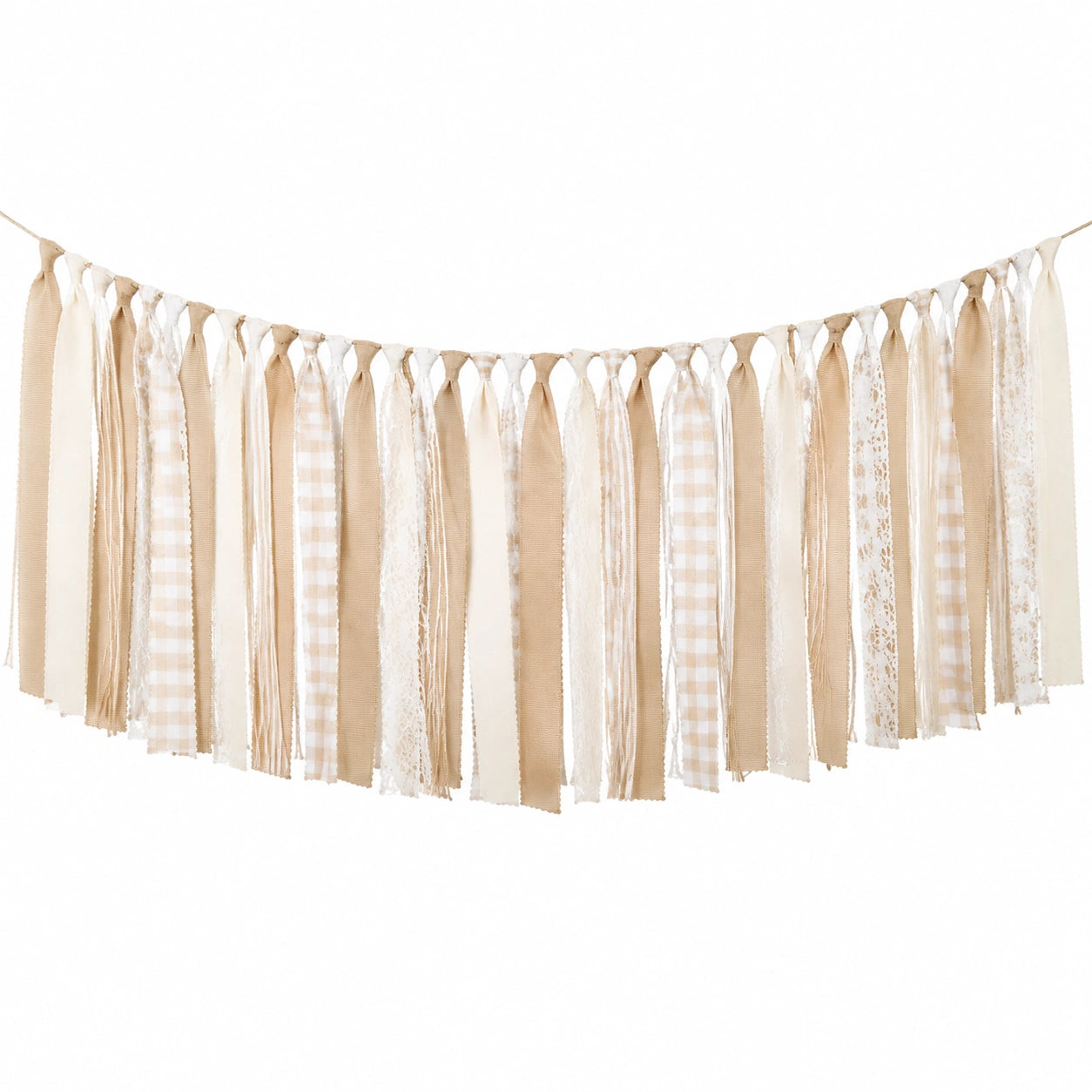 Textil-Fransengirlande 150 x 45 cm Beige Creme zum Aufhängen
