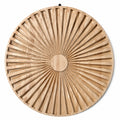 Runde Wanddekoration 80 cm aus Holz in Natur mit Sonnenstrahlenrelief