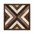 Holz-Wandbild 60 x 60 cm Braun Beige Schwarz gerahmt geometrisch