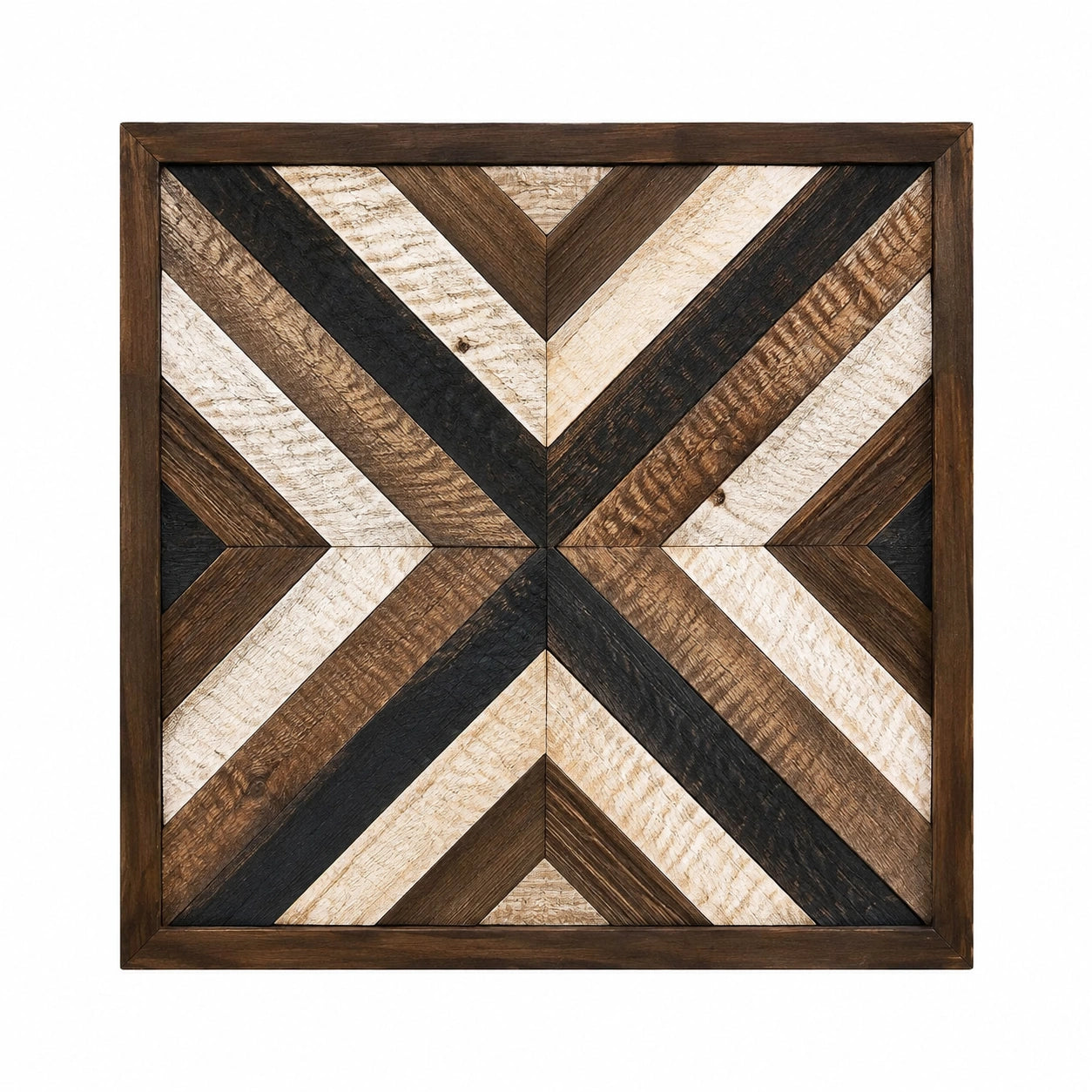 Holz-Wandbild 60 x 60 cm Braun Beige Schwarz gerahmt geometrisch