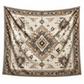 Wandteppich 150 cm x 150 cm aus Textilgewebe in Creme Braun mit geometrischem Muster