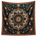 Wandteppich 150 x 150 cm Textilgewebe Dunkelblau mit Sonnen- und Mondmotiv